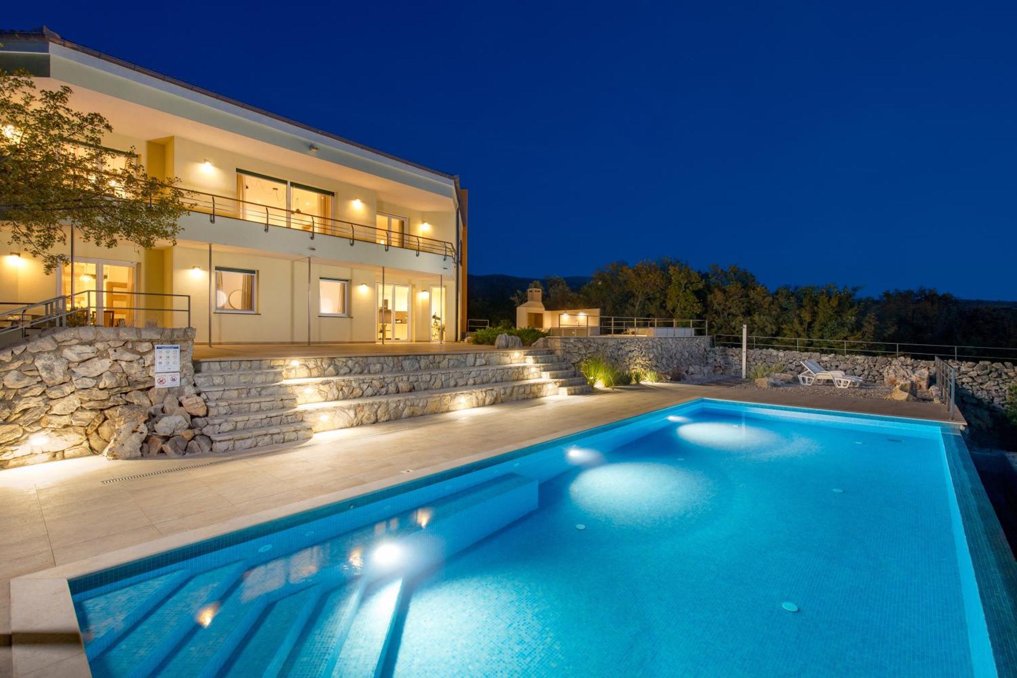 Luxury Villa Ostro With Pool & Krk Bridge View クラリェヴィツァ エクステリア 写真