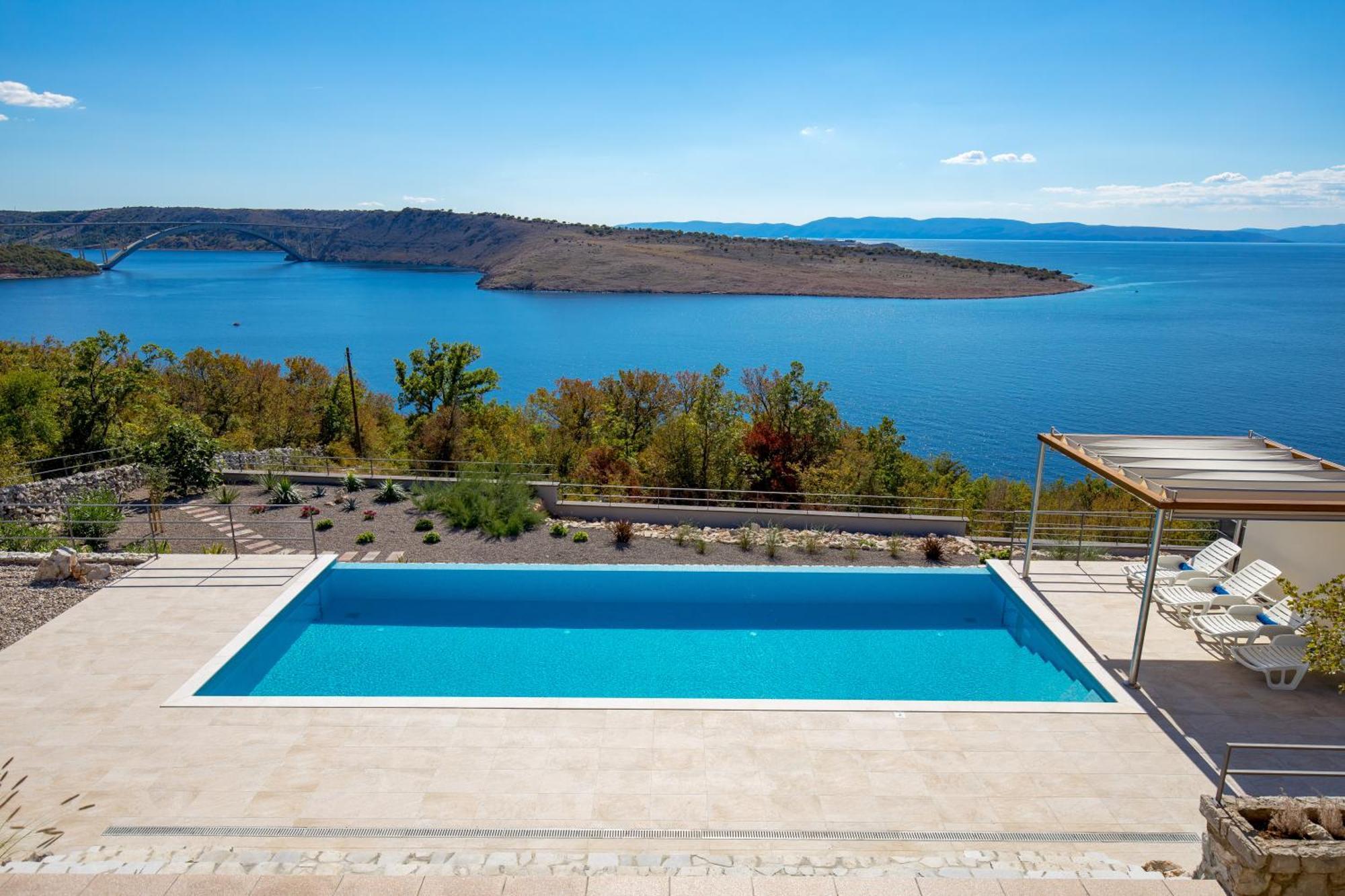 Luxury Villa Ostro With Pool & Krk Bridge View クラリェヴィツァ エクステリア 写真