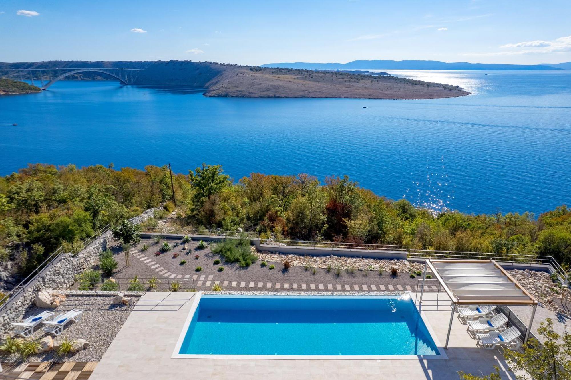 Luxury Villa Ostro With Pool & Krk Bridge View クラリェヴィツァ エクステリア 写真