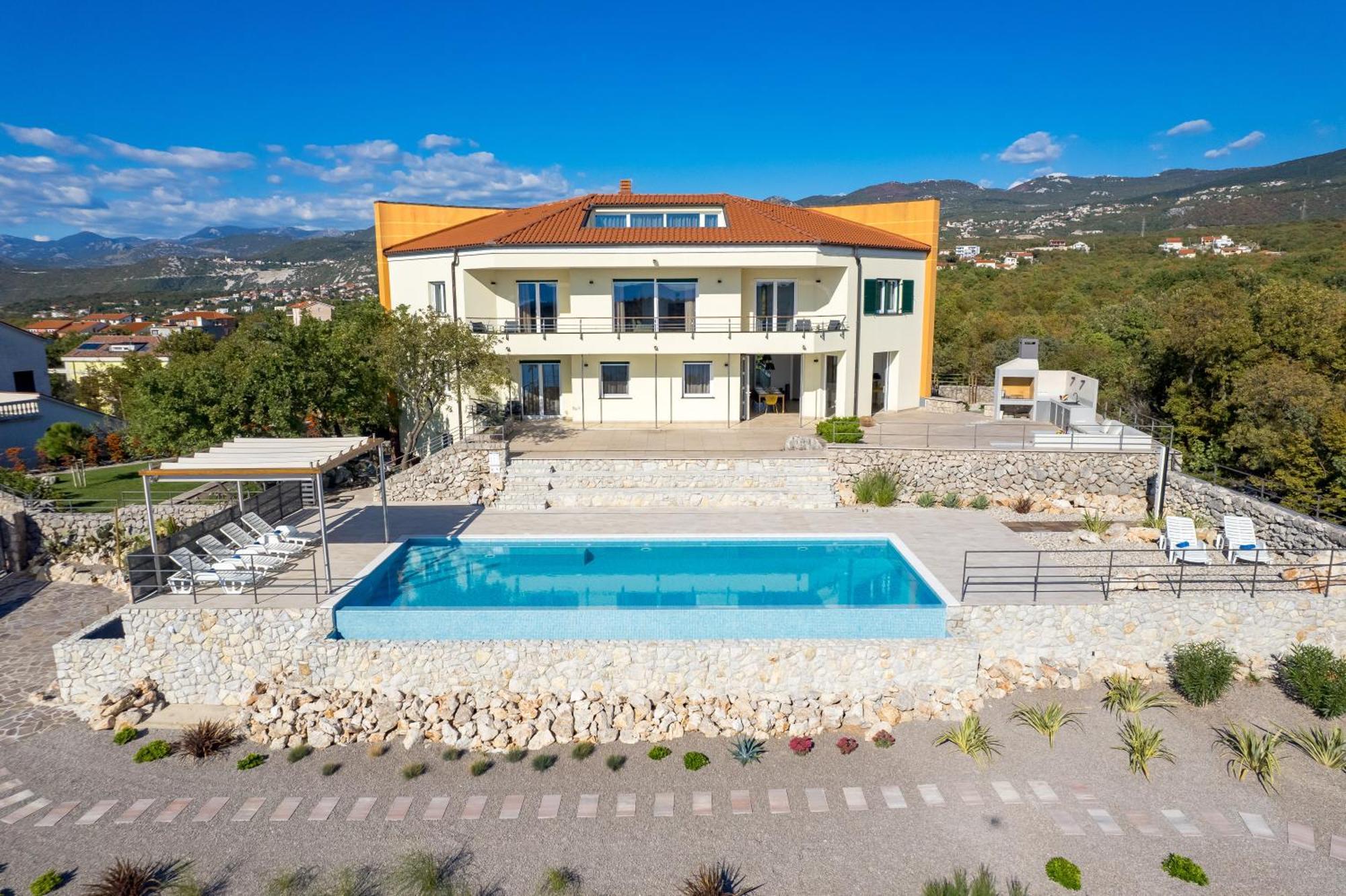 Luxury Villa Ostro With Pool & Krk Bridge View クラリェヴィツァ エクステリア 写真